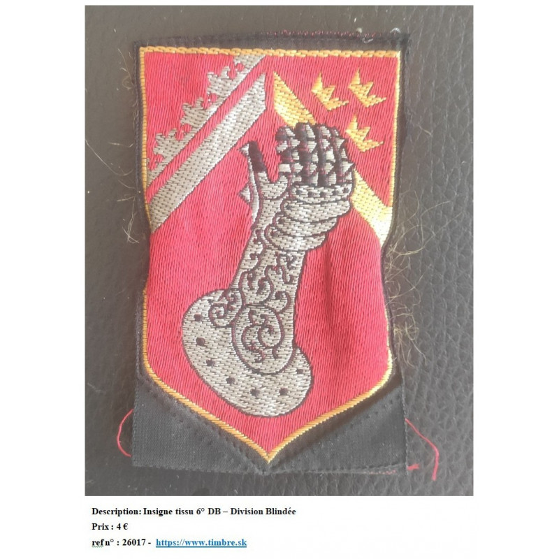 Insigne tissu 6° DB – Division Blindée   https://www.timbre.sk