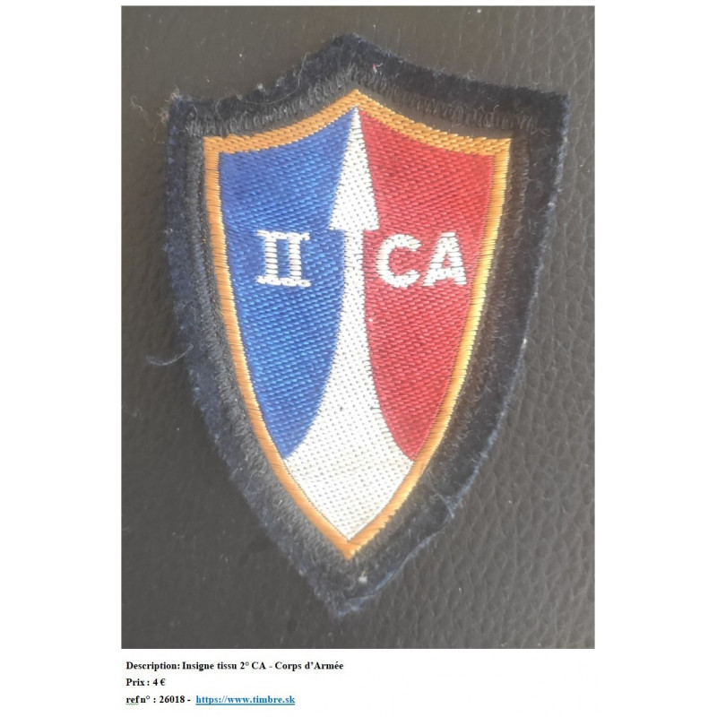 Insigne tissu 2° CA - Corps d’Armée   https://www.timbre.sk