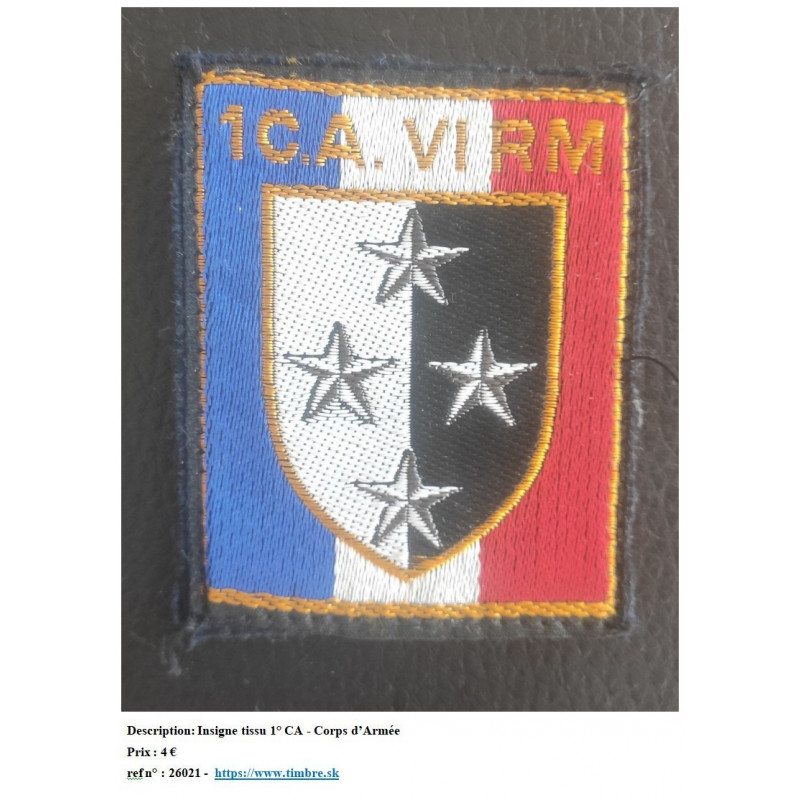 Insigne tissu 1° CA - Corps d’Armée   https://www.timbre.sk
